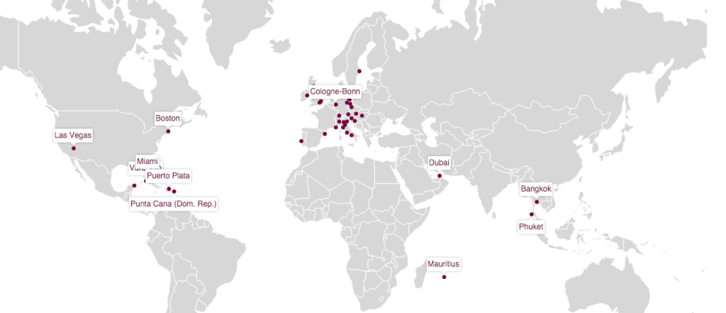 Eurowings mapa destinací