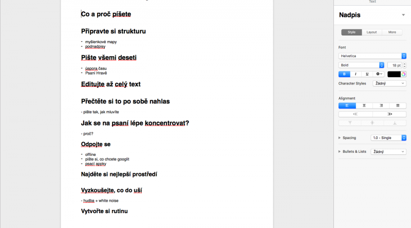 Část struktury tohoto článku