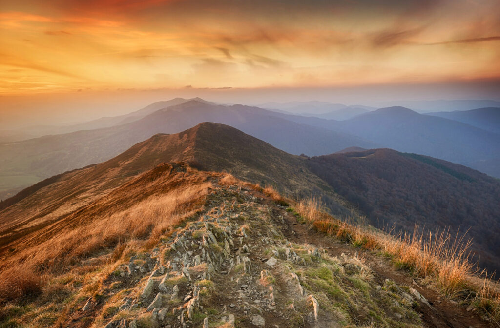 Západ slunce v Bieszczady