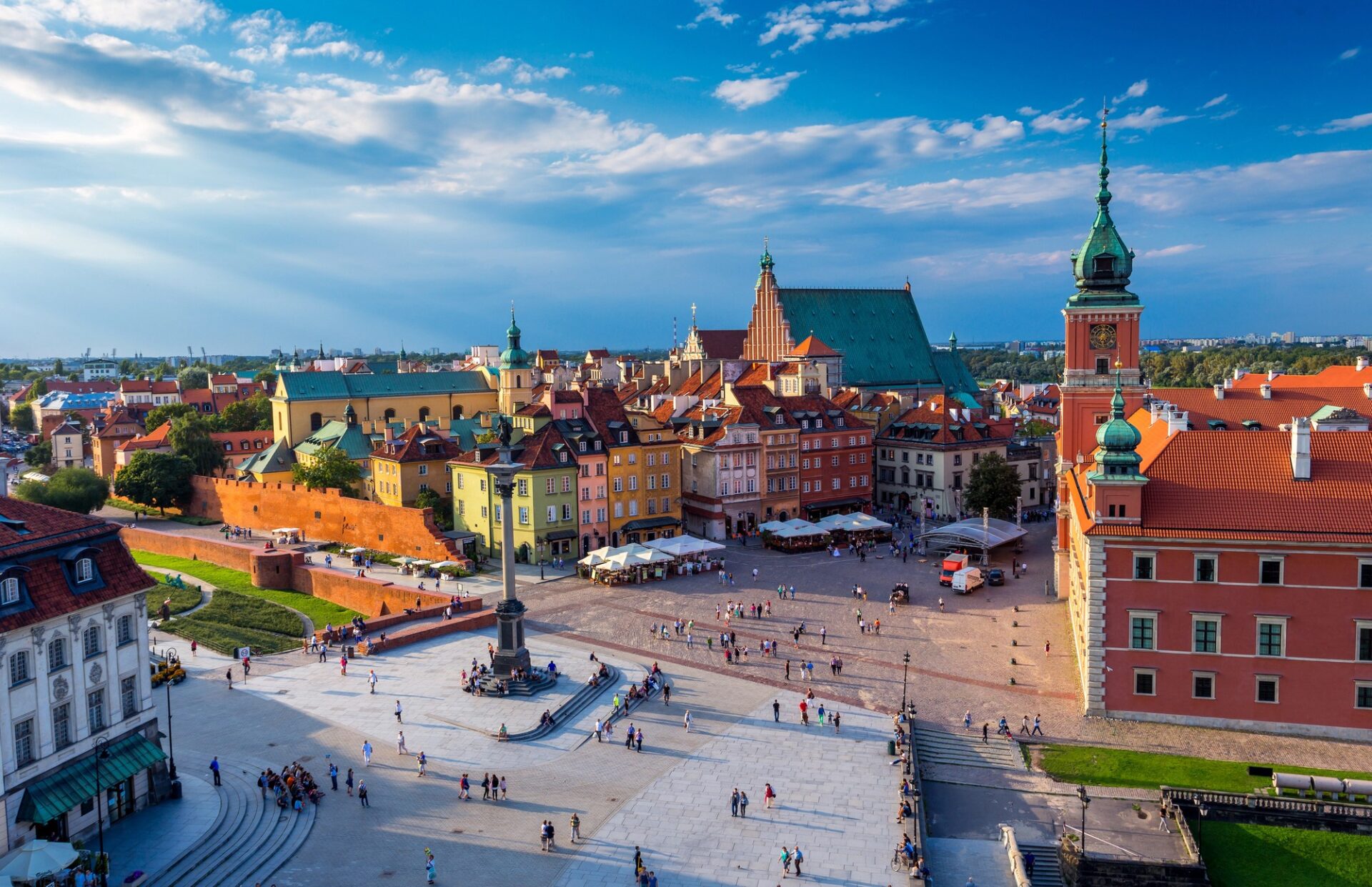 letecký pohled na Staré Město a Královský zámek ve Varšavě