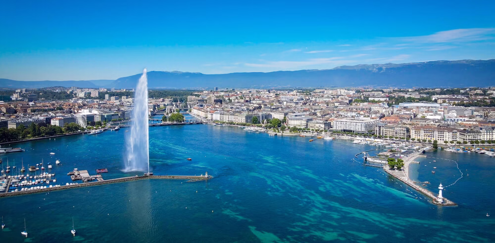 Fontána Jet d’Eau na Ženevském jezeře