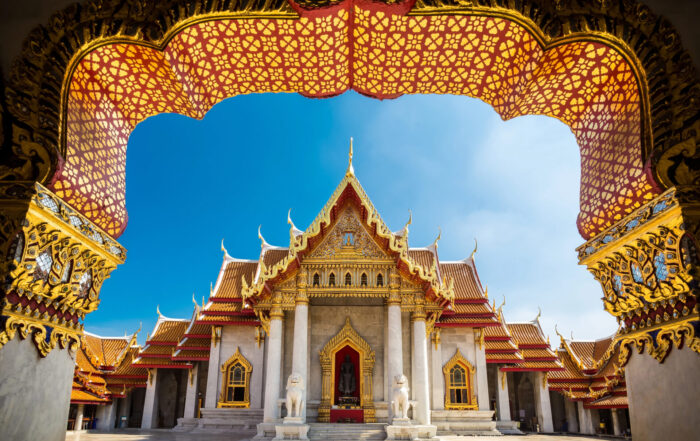 The Marble Temple in Bankgok Thailand. Locally known as Wat Benchamabophit.