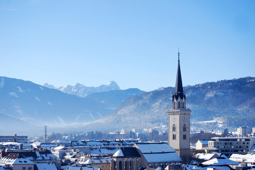 Villach v zimě, Korutany, Rakousko