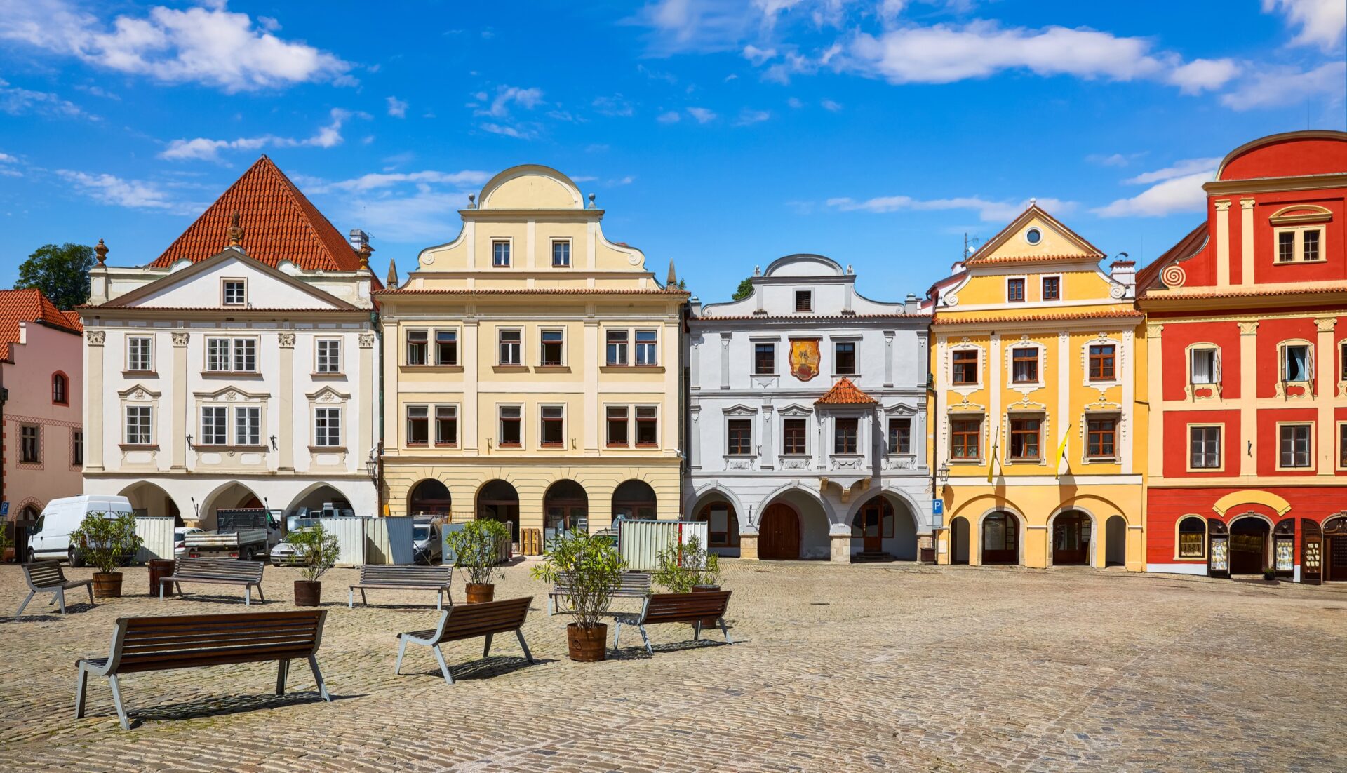 Měšťanské domy na náměstí Svornosti v Českém Krumlově