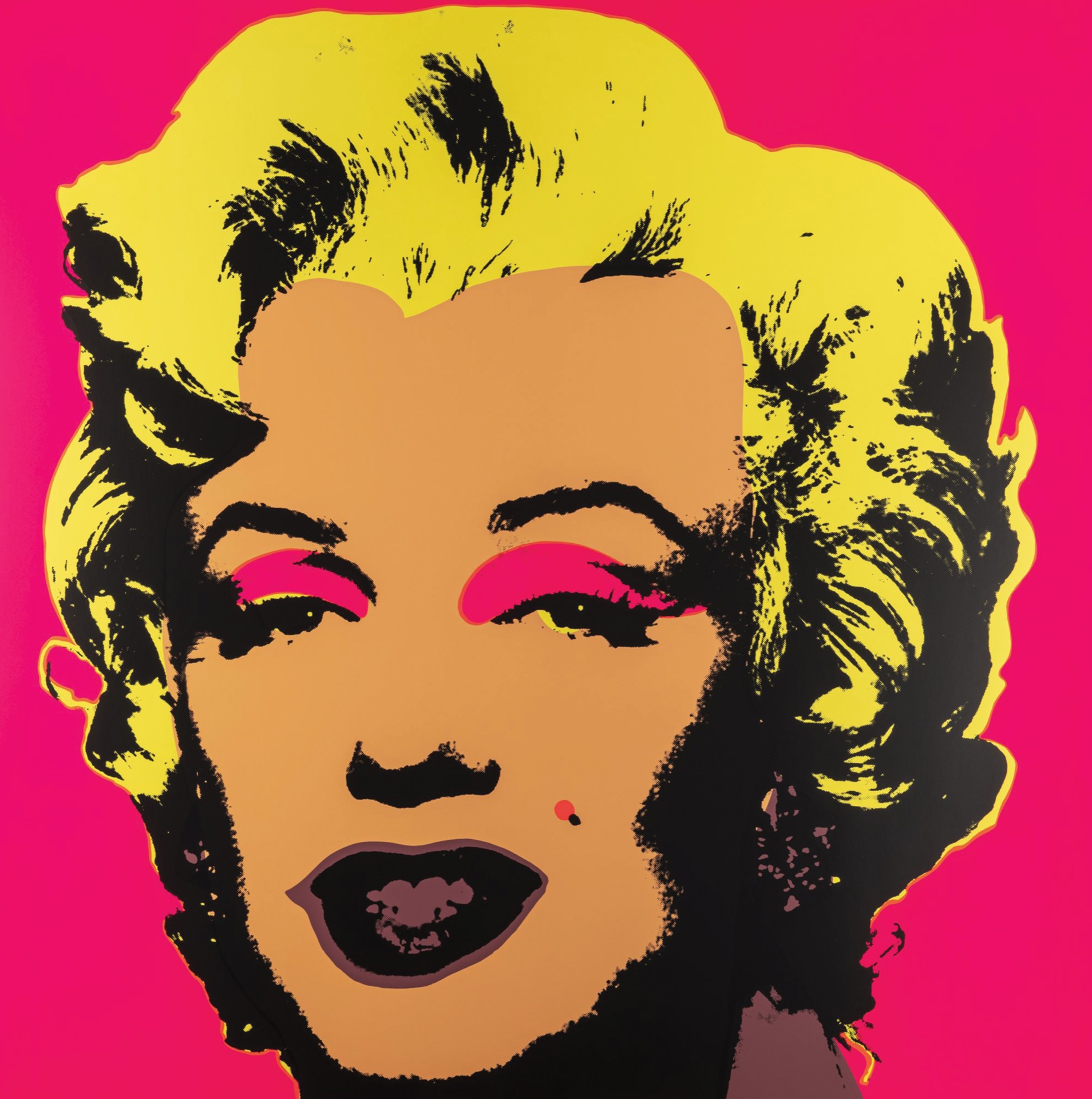 Warholova sérigrafie Marilyn Monroe v růžové a žluté, ikonické dílo pop-artu ve sbírce muzea v Medzilaborcích