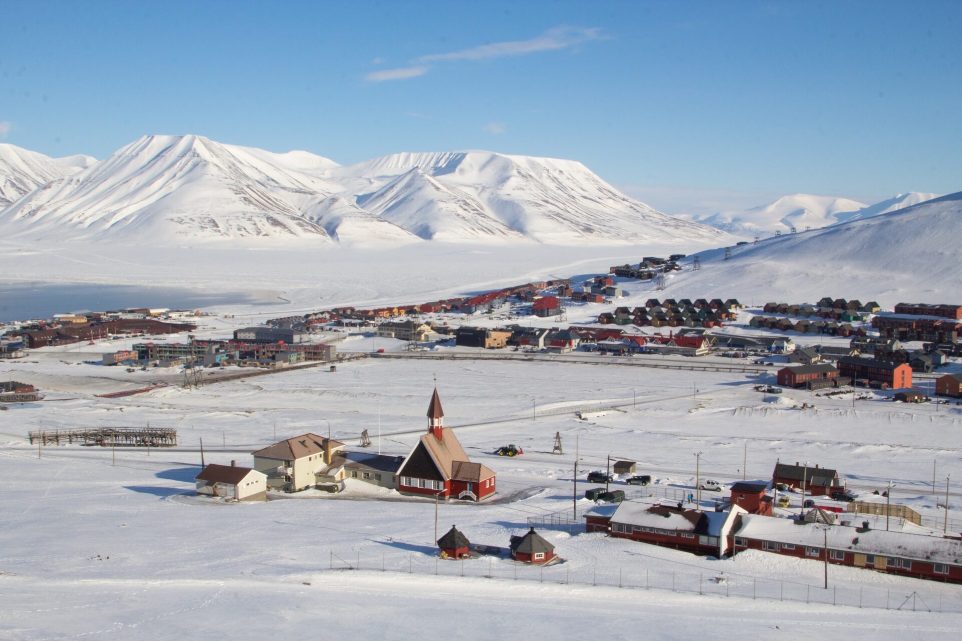 Longyearbyen Panorama Longyearbyenu na Svalbardu