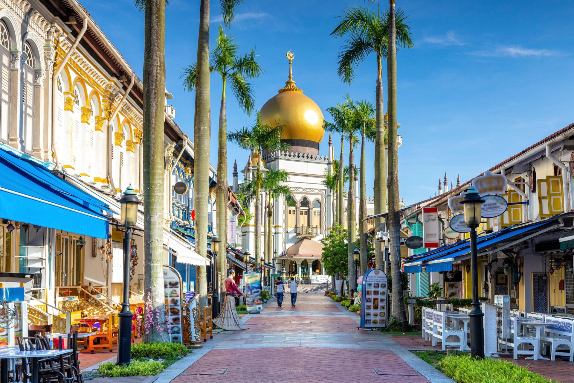 Mešita Sultan se zlatou kupolí ve čtvrti Kampong Glam
